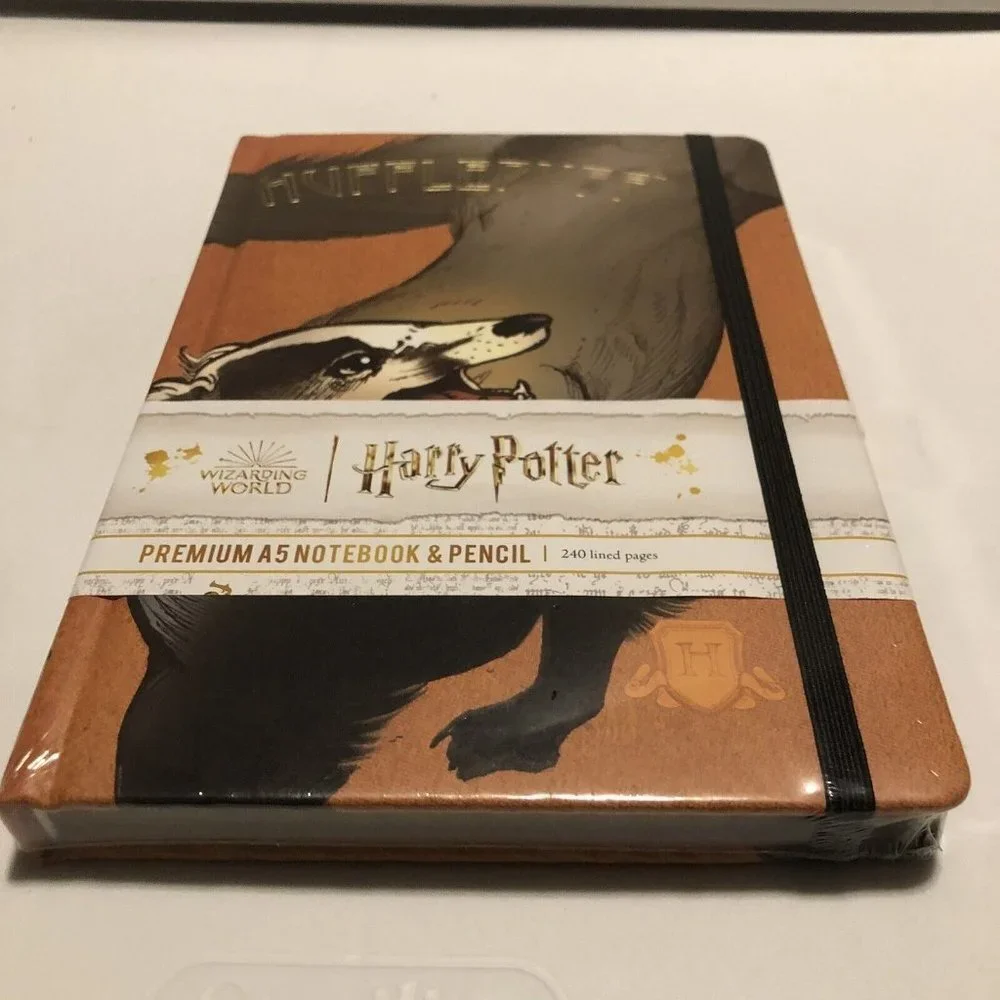harry potter Hufflepuff premium A5 notebook & pencil 240 Lined Pages Orange New